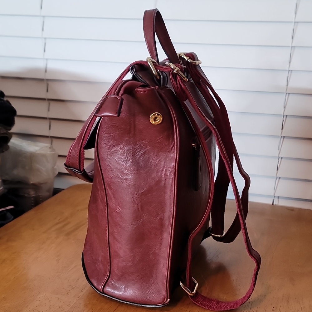 Burgundy Convertible Backpack - Picture 5 of 10